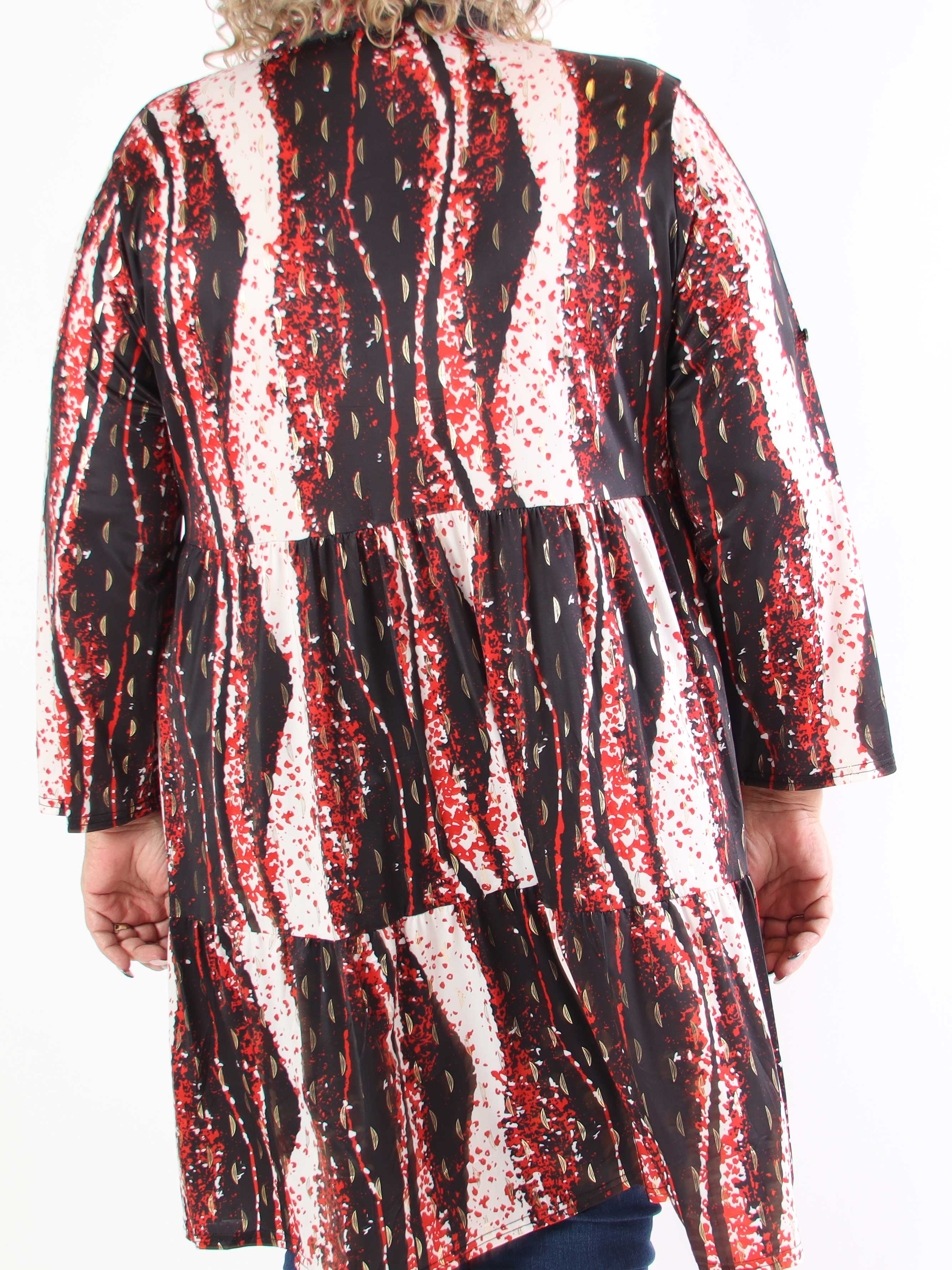 Milano Wave Midi - Plus size kjole med mønster og lag på lag look